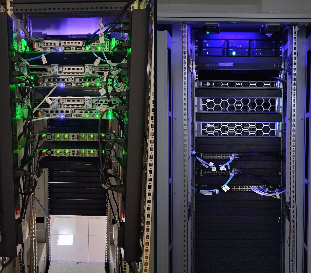 Racks from the private cloud labs built at VVCE Mysuru